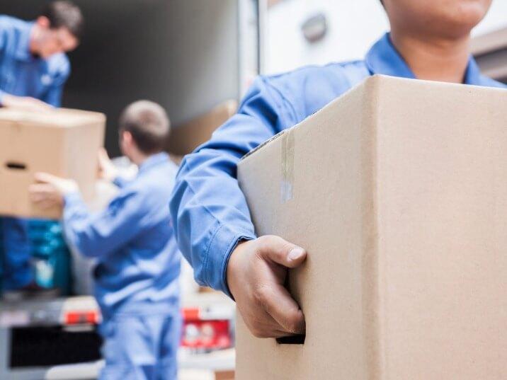 moving van with logo and contact information
